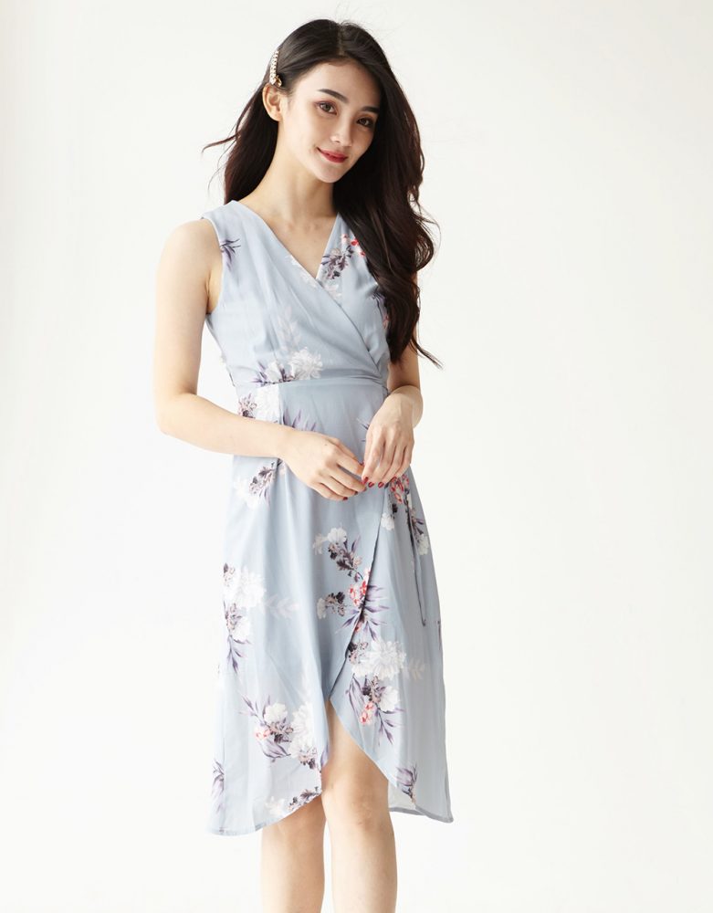 Cora Wrap Dress Blue